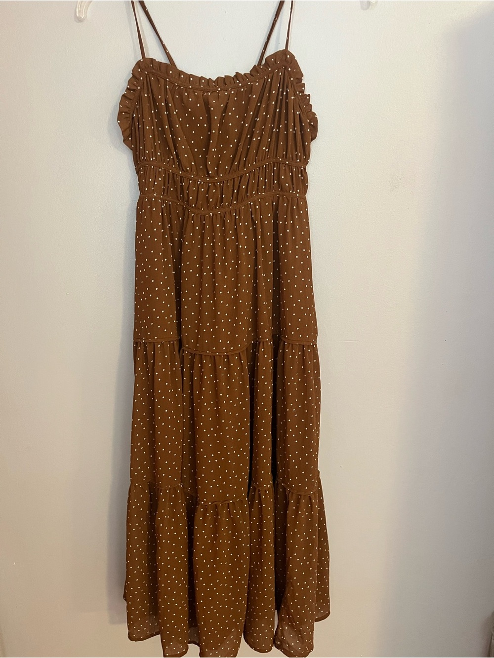 Madewell‎ Brown Polka Dot Tiered Midi Dress